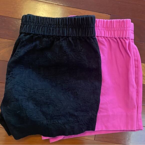 J. Crew Pants - J. Crew 2 Pairs Shorts Black Jacquard Pink Pull On